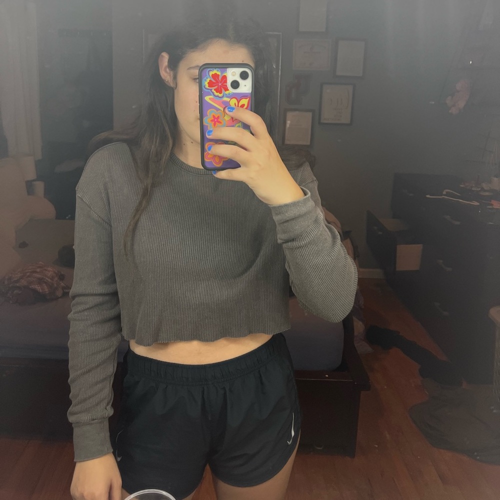 Pacsun Cropped Waffle Long Sleeve Tee